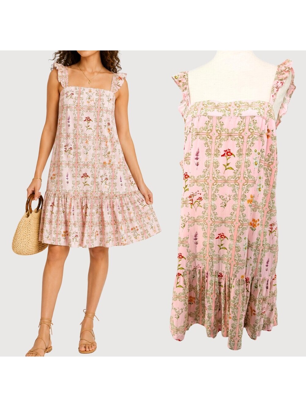 Agua Bendita x Target Floral Tile Ruffle Mini Dress XL
